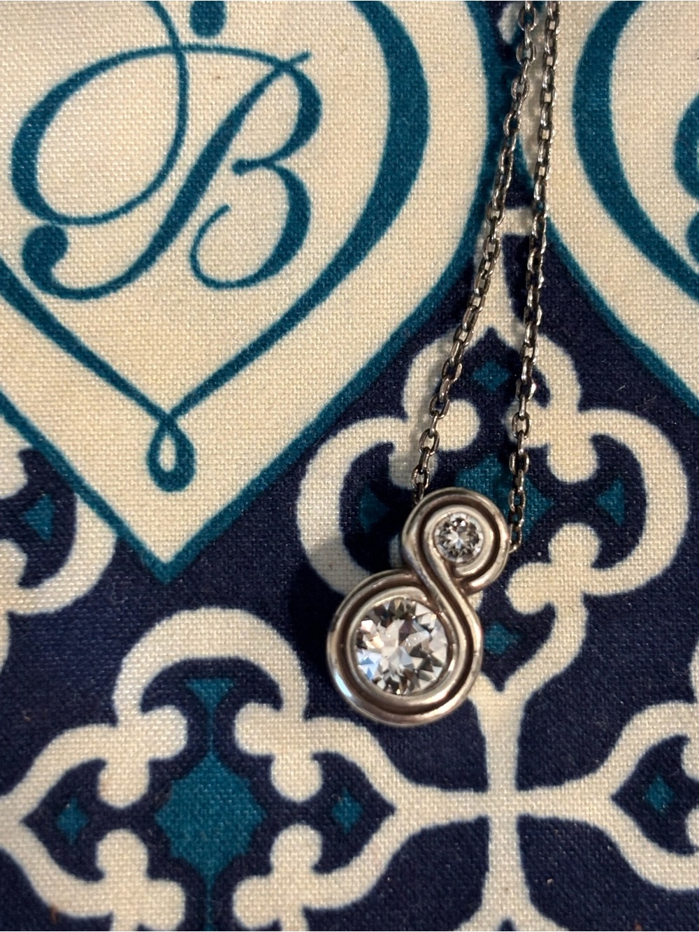 Brighton Silver Infinity Pendant Necklace with Clear Crystals
